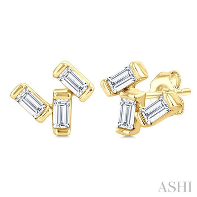 Scatter Baguette Petite Diamond Fashion Earrings