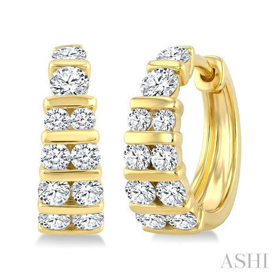Channel Set Diamond Hoop Earrings