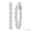 Emerald Shape Inside-Out Diamond Fashion Hoop Earrings