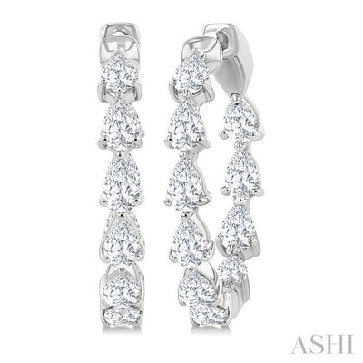 Pear Shape Inside-Out Diamond Fashion Hoop Earrings