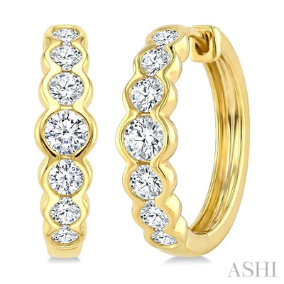 Graduated Bezel Set Diamond Fashion Hoop Earrings