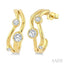 Bezel Set Diamond Half Hoop Fashion Earrings