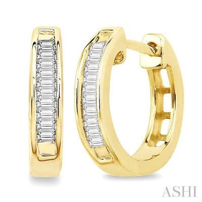 Channel Set Baguette Diamond Huggie Earrings