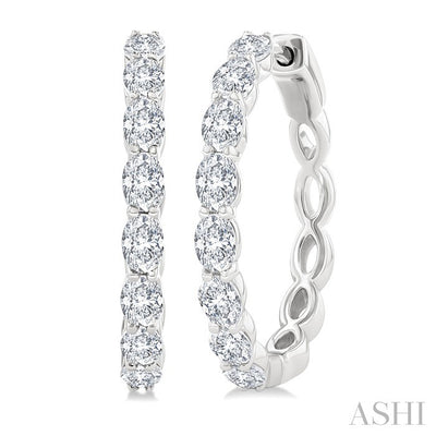 Oval Shape Diamond Fashion Hoop Earrings
