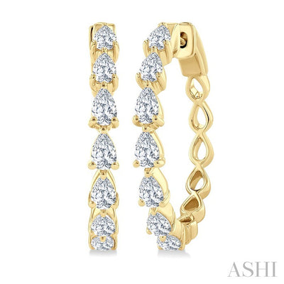 Pear Shape North-South Diamond Fashion Hoop Earrings