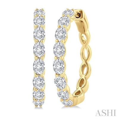 Oval Shape Diamond Fashion Hoop Earrings