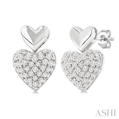Pave-Set Heart Shape Diamond Fashion Earrings