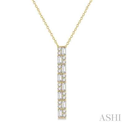 Double Row Vertical Bar Baguette Diamond Pendant
