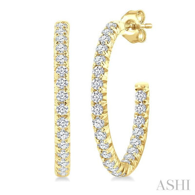 Pave Set Inside-Out Diamond Half Hoop Earrings