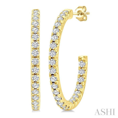 Pave Set Inside-Out Diamond Half Hoop Earrings