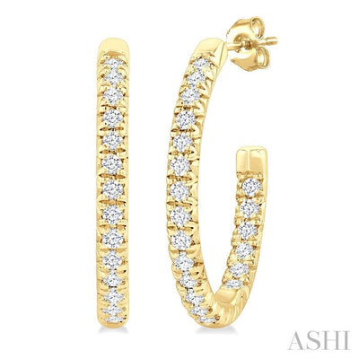 Pave Set Inside-Out Diamond Half Hoop Earrings