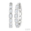 Emerald Shape Bezel Set Diamond Fashion Hoop Earrings