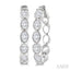 Oval Shape Bezel Set Diamond Fashion Hoop Earrings