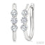 3 Stone Diamond Hoop Earrings