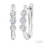 3 Stone Diamond Hoop Earrings