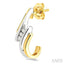 3 Stone Diamond Half Hoop Earrings