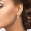 3 Stone Diamond Half Hoop Earrings