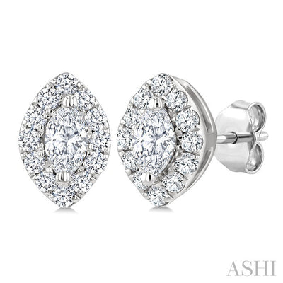 Marquise Shape Halo Diamond Fashion Earrings