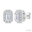 Emerald Shape Halo Diamond Fashion Earrings