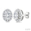 Oval Shape Halo Diamond Fashion Earrings
