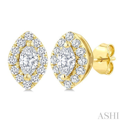 Marquise Shape Halo Diamond Fashion Earrings
