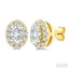 Oval Shape Halo Diamond Fashion Earrings