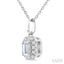Emerald Shape Halo Diamond Fashion Pendant