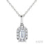 Emerald Shape Halo Diamond Fashion Pendant