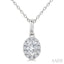 Oval Shape Halo Diamond Fashion Pendant