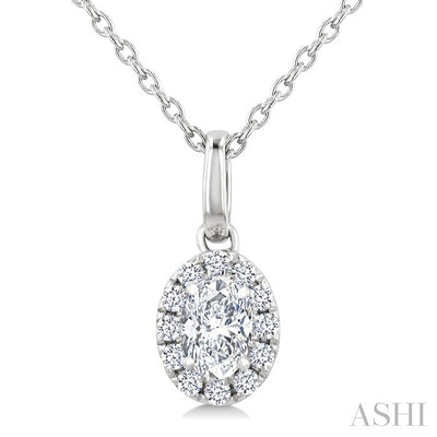 Oval Shape Halo Diamond Fashion Pendant