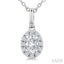 Oval Shape Halo Diamond Fashion Pendant