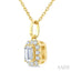 Emerald Shape Halo Diamond Fashion Pendant