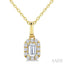 Emerald Shape Halo Diamond Fashion Pendant