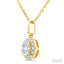 Oval Shape Halo Diamond Fashion Pendant