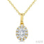 Oval Shape Halo Diamond Fashion Pendant