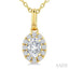 Oval Shape Halo Diamond Fashion Pendant