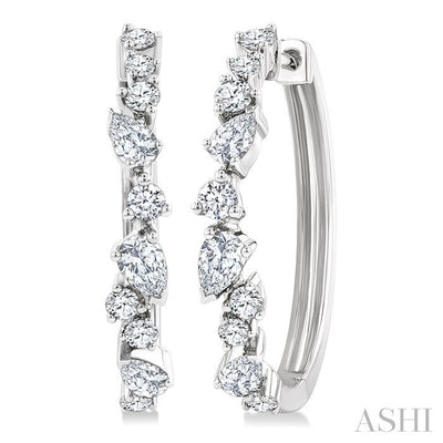 Mixed Shape Scatter Diamond Fashion Hoop Earrings