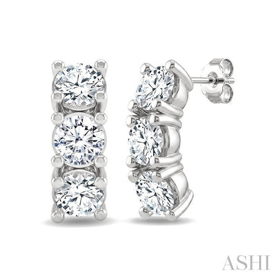 3 Stone Diamond Fashion Earrings