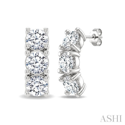 3 Stone Diamond Fashion Earrings