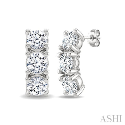 3 Stone Diamond Fashion Earrings