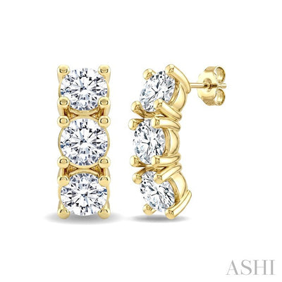 3 Stone Diamond Fashion Earrings