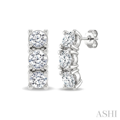3 Stone Diamond Fashion Earrings