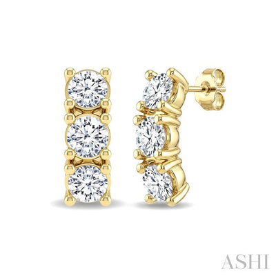 3 Stone Diamond Fashion Earrings