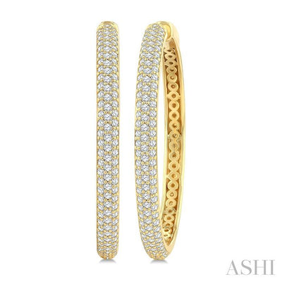 Pave Set Diamond Fashion Hoop Earrings