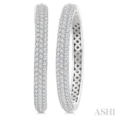 Pave Set Diamond Fashion Hoop Earrings