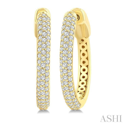 Pave Set Diamond Fashion Hoop Earrings