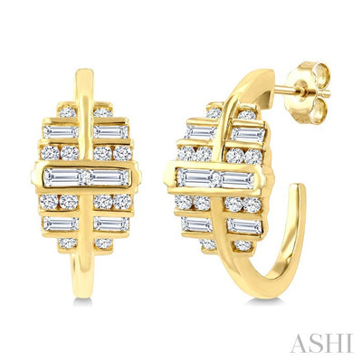 Fusion Diamond Fashion Half Hoop Earrings