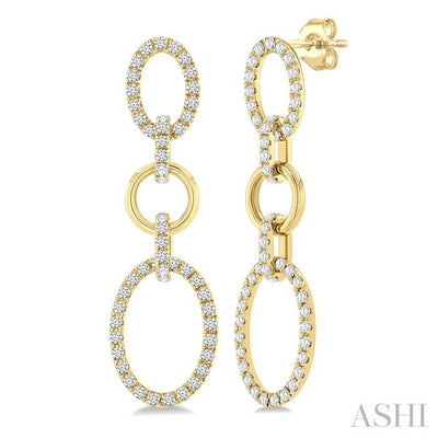 Oval Shape Link Diamond Fashion Earrings