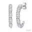 Oval Shape Diamond Fashion Half Hoop Earrings