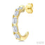 Emerald Shape Diamond Fashion Half Hoop Earrings